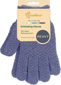 Evridwear Exfoliating Dual Texture Bath Gloves for Shower, White, Blue, Grey - Picture 1 of 7