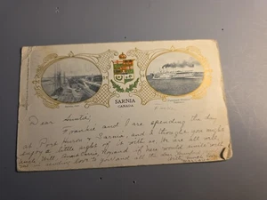 SARNIA Ontario Canada postcard Lambton County steamer Tashmoo dock 1903 - Picture 1 of 6