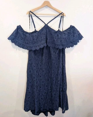City Chic Women's Dress Navy Lace Size XXL 24 Cold Shoulder Adjustable - image 1 of 4