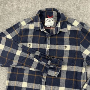 Camicia in flanella ferro e resina uomo blu medio marrone a quadri con bottoni manica lunga - Foto 1 di 11