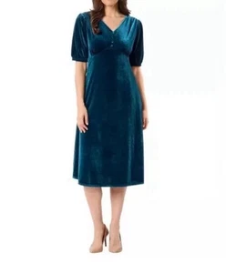 Briggs Damen Samt Taschen weiches Kleid türkis Größe XL - Bild 1 von 2