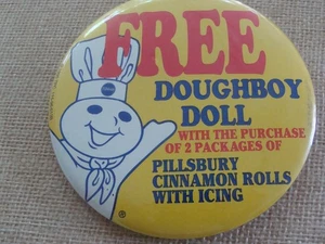 VTG Advertising Pillsbury Doll Giveaway Large 3.5" Pinback Button Collectible - Picture 1 of 3