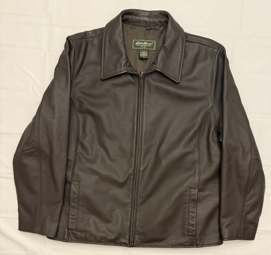m*z様 00s Eddie Bauer real leather car co Vintage 90s 00s Eddie Bauer Oversized Bomber Dad Black