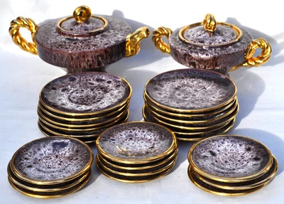 Marius Giuge - Vallauris - Service Thé ou Café + assiettes dessert & soucoupe - Photo 1/4