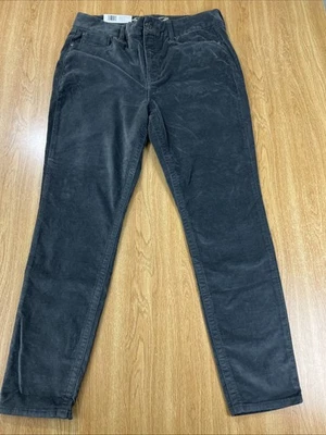 Calça feminina de veludo fina cintura ultra alta Seven7 14 cinza mistura de algodão com zíper mosca - Imagem 1 de 4