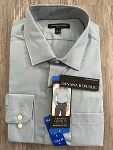 L Men’s Banana Republic Blue Non Iron Slim Fit Long Sleeve Button Down Shirt - Picture 1 of 3