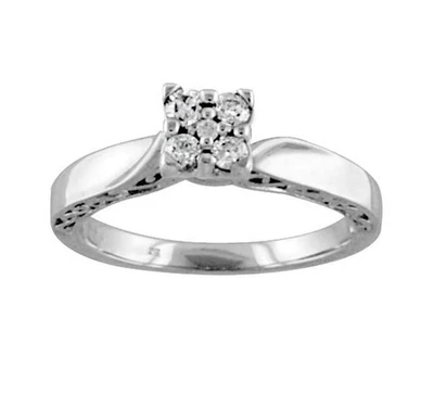 Anillo de compromiso Keepsake de oro blanco de 10 quilates 1/5 CTTW diamantes “encantados” talla 7 Foto 1 de 4