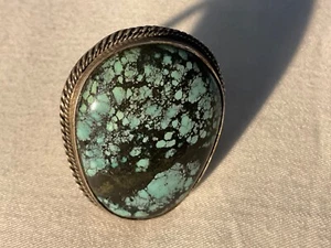 vintage sterling silver spiderweb BIG blue cloud turquoise Ring Size 12 - Picture 1 of 6