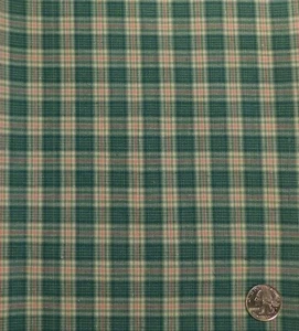 M441 Stoff gewebt hausgemacht grün rosa creme kariert Baumwolle 1 Yd 20" x 32" - Bild 1 von 1