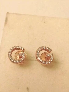 Gold on Sterling Silver CZ Initial Letter G Stud Earrings Hallmarked 8mm - Picture 1 of 4
