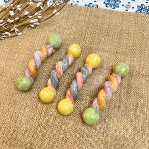 Mackenzie-Childs Braided Twist Ceramic Hand Crafted Handle Pull 4 Pc Set Vintage - Picture 1 of 10