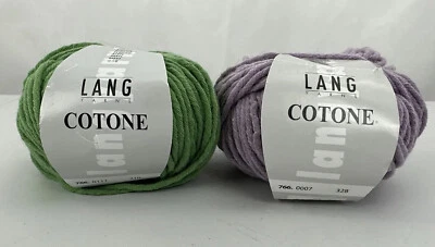 Lot of 2 Lang Yarns Cotone 60% Cotton 40% Acrylic Lavander (328) & Green (310) - Image 1 of 4