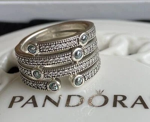 Authentic Pandora Shimmering Ocean Ring #191002CZF - Picture 1 of 6