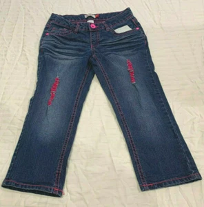 SO GIRLS JEANS DISTRESSED CAPRIS PANTS SIZE 10 - Picture 1 of 4