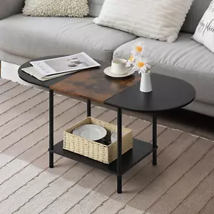 Coffee Tables for Living Room,2-Tier Small Oval Center Table Industrial Modern S - Picture 1 of 8