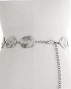 Style & Co Damen Gürtel Silber Strukturiert Doppelscheibe Kette Größe M/L Neu mit Etikett - Bild 1 von 1