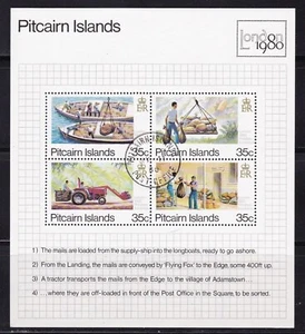 PITCAIRN #192 USED LONDON 80 PITCAIRN ISLAND MAIL SERVICE SOUVENIR SHEET - Picture 1 of 1