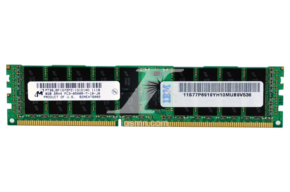 IBM 77P8919 8GB PC3-8500R 2RX4 DDR3-1066 ECC RDIMM Server Memory - Image 1 of 3