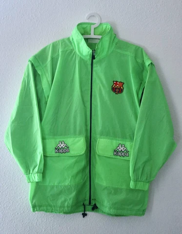 BARCELONA FC 1995/97 KAPPA Football Rain Track Top L Mens Vintage Soccer Jacket Cover