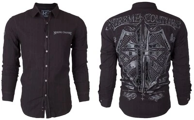XTREME COUTURE by AFFLICTION Men's L/S BUTTON DOWN Shirt RATTLE Shield $78 - Image 1 of 4