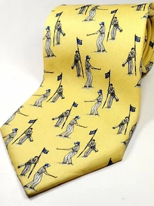 POLO RALPH LAUREN Vintage Handmade in USA 100% Seide Krawatte gelb GOLF Krawatte NEU - Bild 1 von 4