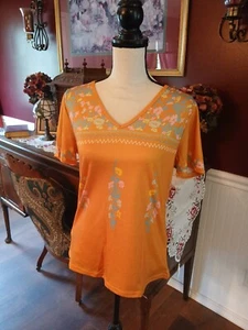 Multicolored Floral women's short-sleeve top size M NWOT - Picture 1 of 5