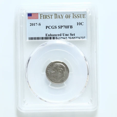 2017 S Enhanced Roosevelt Dime 225th PCGS SP 70 FB Full Bands See Pics A029 Cover