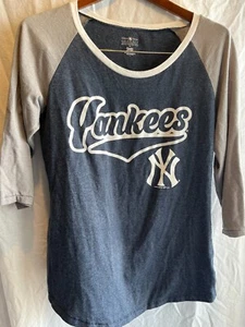 Yankees Strickoberteil Größe L Damen blau und grau 3/4 Arm Pullover - Bild 1 von 4