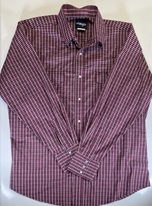 Wrangler Hemd Herren XL Langarm weinrot lila rot Perlen Druckknopf weiß gestreift - Bild 1 von 10