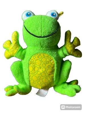 罕见 Munchkin Terrycloth Bath Critter Croacking 绿色黄色青蛙 2005 6.5 英寸 — 第 1/3 张图片