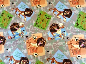 Springs Madagascar Fabric Camo 3 Yards X 45" Wide DreamWorks year 2005 - Picture 1 of 5