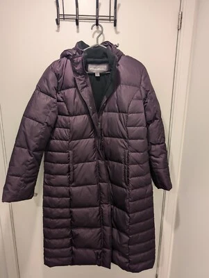 Eddie Bauer Women's XL Long Sleeve Purple (Eggplant) Quilted Hooded Parka Coat  - Image 1 of 4