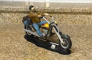 Vintage Springer Chopper Motorcycle Sculpture Man Figure Resin Harley Styled - Picture 1 of 8