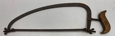 Sierra de arco de mano de carpintero antigua rara marcada SAN LORENZO Foto 1 de 4