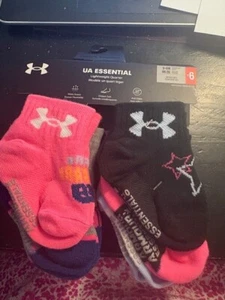NEW 6 PAIR PACK UNDER ARMOUR INFANT SIZE 0-6 MONTHS UA ESSENTIAL QUATER CUT SOCK - Bild 1 von 2