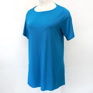 Eileen Fisher Plus Size Blue Jersey Crew Neck Tunic Top Blouse 1X - Picture 1 of 7