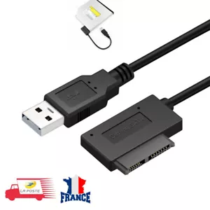 Adaptateur USB 2.0 Vers Mini Slimline SATA II 7 + 6 (13 Pin) lecteur DVD/CD ROM - Bild 1 von 6