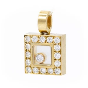 Colgante cuadrado con iconos "Diamantes felices" de oro amarillo de 18 k Chopard de 0,33 quilates #JB467-4 - Imagen 1 de 7
