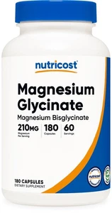 Nutricost Magnesium Glycinate Capsules (180 Capsules, 210 mg Per Serving) - Picture 1 of 5