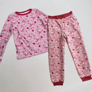 Lands' End Girls Size: 14  Pink Fuzzy Unicorn Long Sleeve Shirt &  Pant Set - Picture 1 of 4
