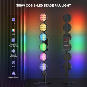 1-8PCS 350W 6Led COB Strip Retro Lights RGB LED Par Light Fill Light Stage Light - Picture 1 of 18