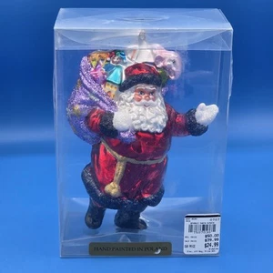 VTG Northstar 7" Sparkle Santa w/ Sack Christmas Ornament Poland Blown Glass - Picture 1 of 10