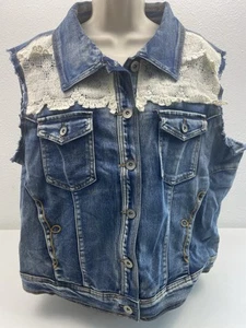 Chaleco dkin Jeans Azul Lavado a la Piedra Denim Sin Mangas Cuello Talla 2X Envejecido - Imagen 1 de 5