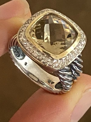Anillo David Yurman Albion Cuarzo Ahumado 925 SS y Oro 18k Talla 9.4 Gramos Foto 1 de 4