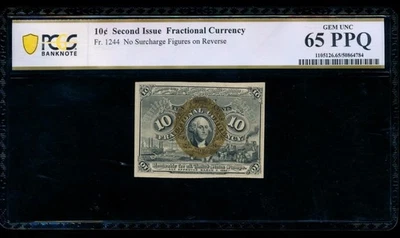 AC Fr 1244 $0.10 1863 fractional second issue PCGS 65 PPQ without surcharges - Image 1 of 2