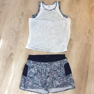 Athleta Girl Record Breaker 3” Shorts & Matching Print Tank Top Set XXL 16 - Picture 1 of 7