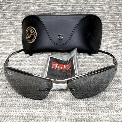 Ray-Ban Polarized Sunglasses Frames Silver Half Rim RB3183 63-15-135 With Case - Image 1 of 4