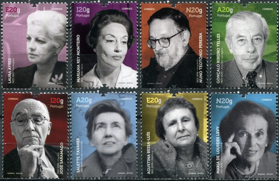 葡萄牙 2022。 葡萄牙历史和文化人物 (全新邮票 OG **) 套装 — 第 1/1 张图片