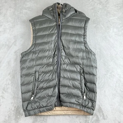 Gianni Lupo Puffer 背心女式中号橄榄绿色全拉链连帽手工制作 — 第 1/4 张图片