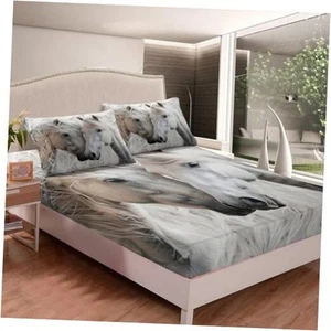Horse Sheet Set for Girls Boys Kids Cow Fur Sheets with Deep Queen Multi 26 - Picture 1 of 8